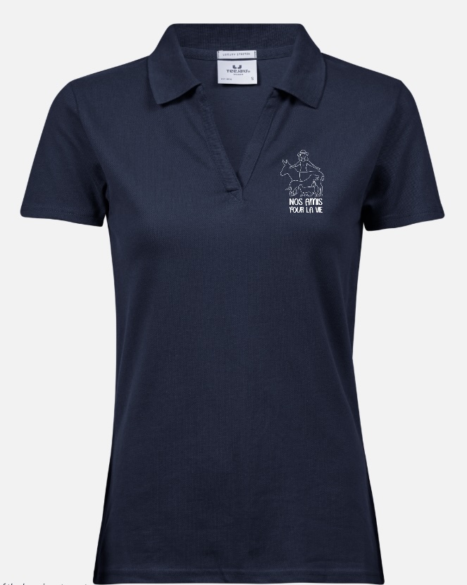 Women's Luxury Stretch V Neck Polo Navy